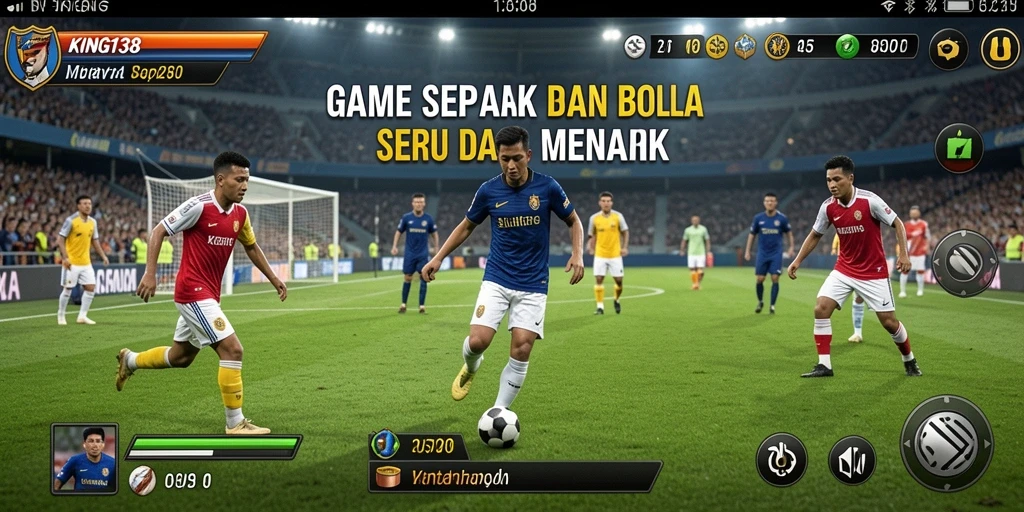 Tampilan gameplay yang mendebarkan di KING138 dengan aksi sepak bola intens.
