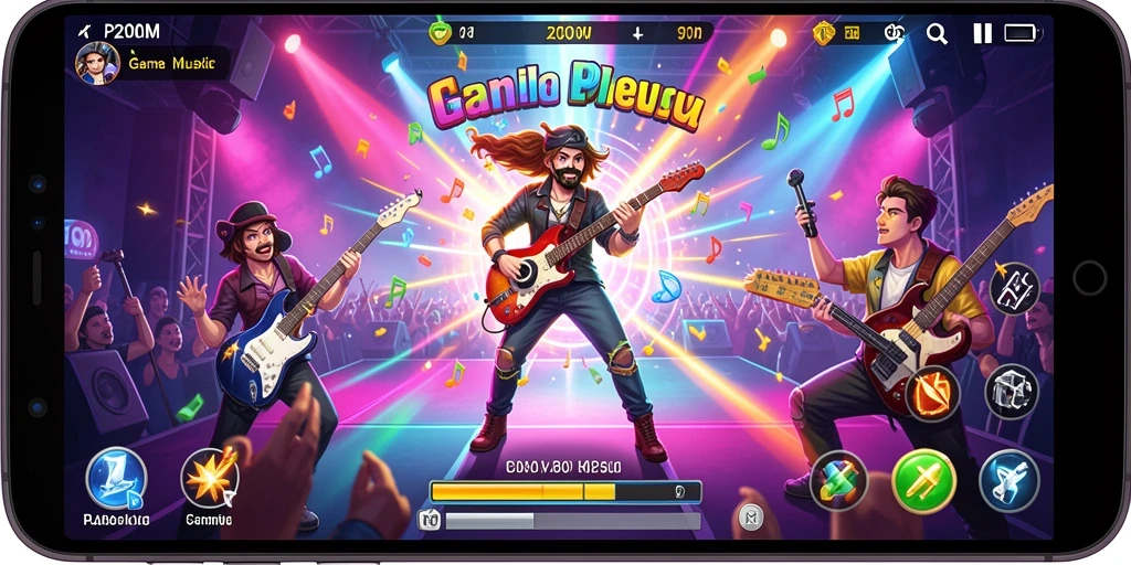 Tampilan gameplay P200M yang penuh warna dan dinamis.