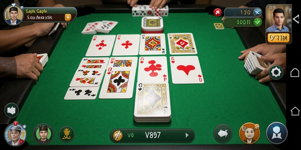 Tampilan gameplay Gaple di V87 yang seru dan interaktif.