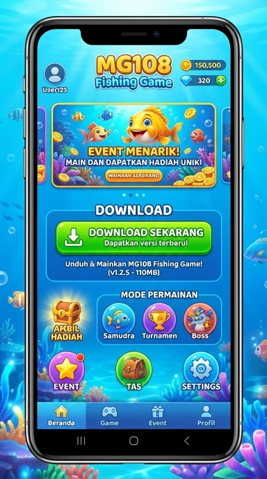 Tampilan antarmuka pengguna mg108 yang menarik.